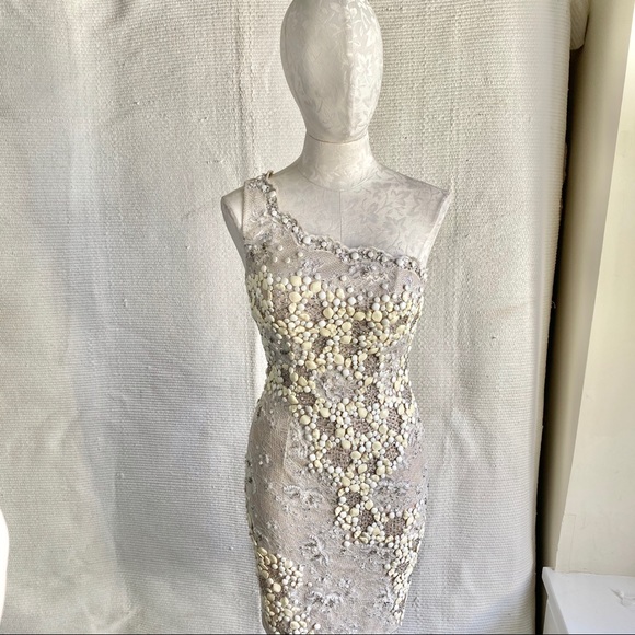Vintage 4/6 Embellished Beaded Lace Formal Dress - Picture 2 of 8